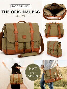 Bodomint Original Bag Olive Convertible Messenger Backpack NWT
